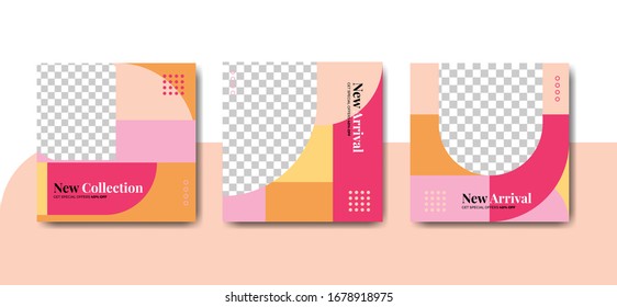Social-Media-Inhalte, Post-Template, Medienwerbung und Marketing. Vektorillustration