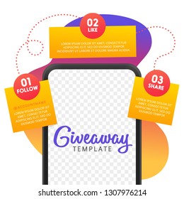 Social media contest. Giveaway banner for social media. Vector template.