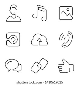 Social media continuous line vector icons. Editable stroke.