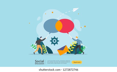 Social Media Conversation Network. Chat Dialogue Bubbles Communication People Character. Community Chatting Online. News Discuss Landing Page Template, Presentation, Print Media. Vector Illustration