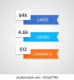 Social Media Counters. Vector Ribbons