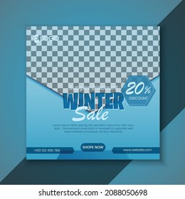 Social media cover or banner design Vector Template for winter sale.  Season special sale banner business offer. fashion sale social media post Vector design template  