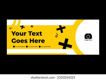 social media cover banner, editable template with yellow color.