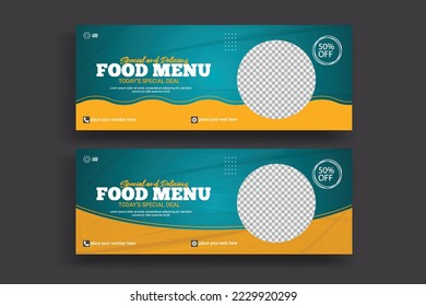 Social media cover banner food advertising discount sale offer template social media food cover post design