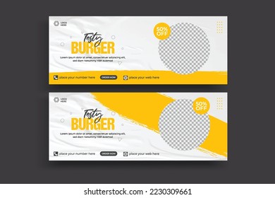 Social media cover banner food advertising discount sale offer template social media food cover post design