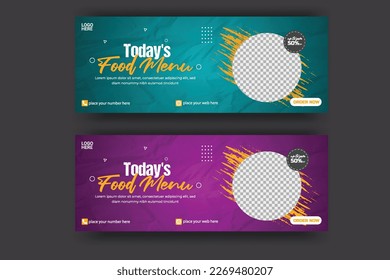 Social media cover banner food advertising discount sale offer template social media food cover post design