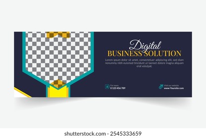 Social media cover banner modern webinar for digital marketing agency, business cover template geometric shape for abstract elements post background space for web banner
