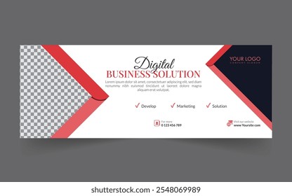 Social media cover banner modern webinar for digital marketing agency, business cover template geometric shape for abstract elements post background space for web banner