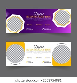 Social media cover banner modern webinar for digital marketing agency, business cover template geometric shape for abstract elements post background space for web banner