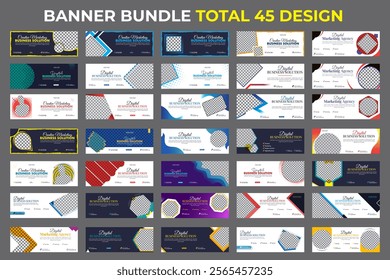 Social media cover banner modern webinar for digital marketing agency, business cover template geometric shape for abstract elements post background space for web banner