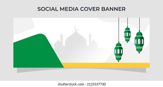 social media cover and banner template design for business company themed ramadan