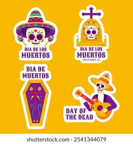 Social Media Cover Illustration for Dia de Los Muertos with Flat Hand-Drawn Style