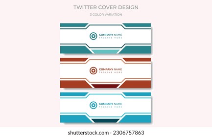 Social media cover page layout with 3 colors themes web banner template design set