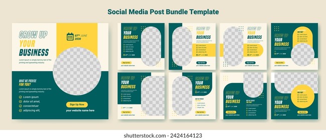 Social media cover post banner template design bundle set, Square post layouts vector illustration