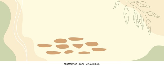 social media cover template. boho facebook banner. botanical theme vector illustration