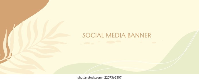 social media cover template. boho facebook banner.botanical theme vector illustration