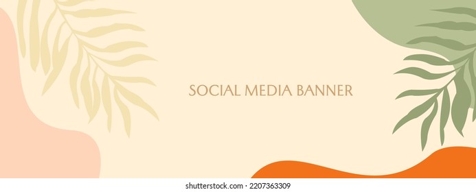 social media cover template. boho facebook banner.botanical theme vector illustration