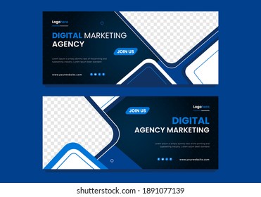  Social Media Cover and Web Banner Template Design. Vector Illustration template design. Blue and White color. 