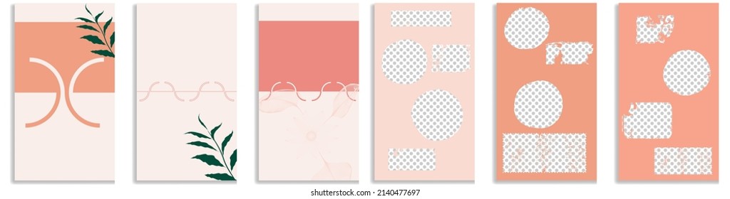 Social Media-Cover mit einfachen Design-Elementen. Boho Stil . Blätter. Vorlagen für Bildbilder hinterlegen.  Layout für Promotion .Media-Banner.Vector