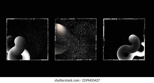 Social media covers with tiny roughen border frames and screen print textures . . grunge style . Post frame stories templates. Layout for promotion .Media banner .Vector 