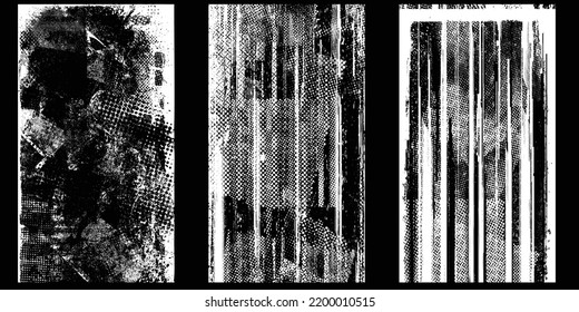 Social media covers with tiny roughen border frames and screen print textures . . grunge style . Post frame stories templates. Layout for promotion .Media banner .Vector 