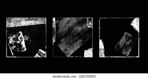Social media covers with tiny roughen border frames and screen print textures . . grunge style . Post frame stories templates. Layout for promotion .Media banner .Vector 