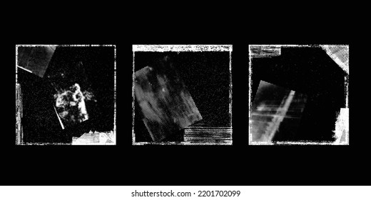 Social media covers with tiny roughen border frames and screen print textures . . grunge style . Post frame stories templates. Layout for promotion .Media banner .Vector 