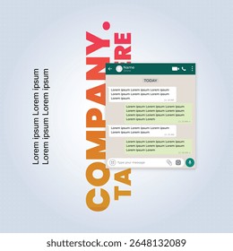 Diseño creativo de medios sociales con conversación del cliente, sobre un fondo plateado