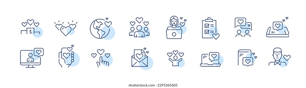 Social media and customer satisfaction reactions. Like, speech bubbles, mobile app. Pixel perfect, editable stroke icons