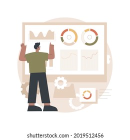 Social media dashboard abstract concept vector illustration. Marketing interface, social media metrics, schedule posting, online digital campaign, image-based content calendar abstract metaphor.