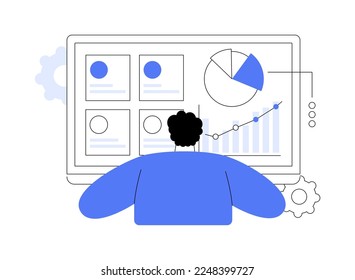 Social media dashboard abstract concept vector illustration. Marketing interface, social media metrics, schedule posting, online digital campaign, image-based content calendar abstract metaphor.