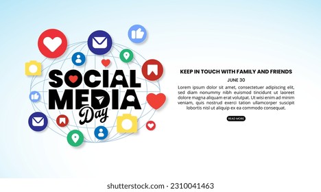 Social media day background with notifications