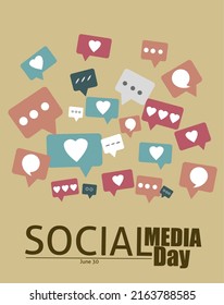 social media day june 30 vector illustration, suitable for web banner or card campaign