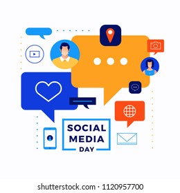 Social Media Day Vector Illustration. Connecting people together with cutting-edge technology.