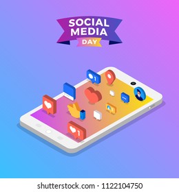 Social Media Day Vector Illustration. Connecting people together with cutting-edge technology.