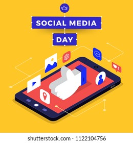 Social Media Day Vector Illustration. Connecting People Together With Cutting-edge Technology.