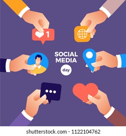 Social Media Day Vector Illustration. Connecting people together with cutting-edge technology.