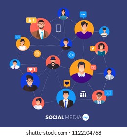 Social Media Day Vector Illustration. Connecting people together with cutting-edge technology.