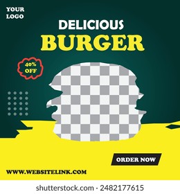Social media delicious burger poster design 