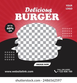 Social media delicious burger poster design 