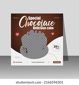 Social Media Delicious Chocolate Cake Banner Post Design