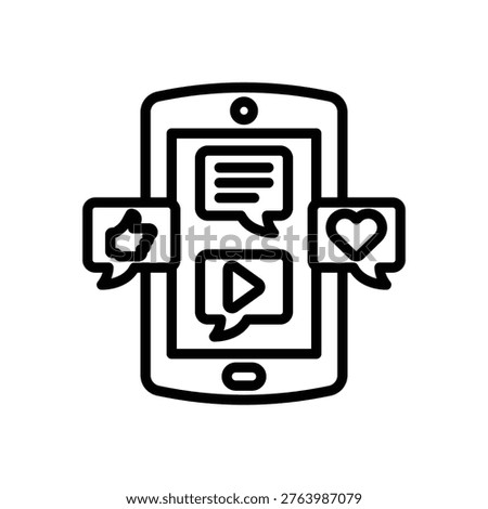 Social media dependence icon, Line Vector graphics