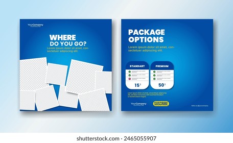 Social media design about holidays and traveling