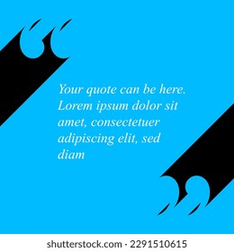 Social media design blue quote layout template. Qotation presentation with white qotations content placeholder and two quotes with long shadow. Minialistic designed quote motto template