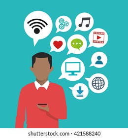 Social media design. gadget icon. Multimedia illustration, editable vector