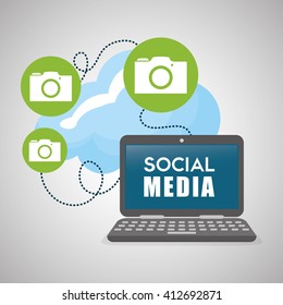Social media design. laptop icon. networking concept