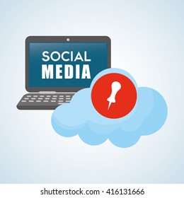 Social media design. laptop icon. networking concept