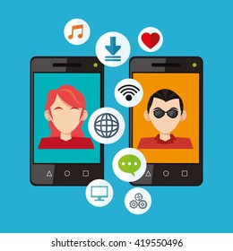 Social media design. Networking icon. Technology concept