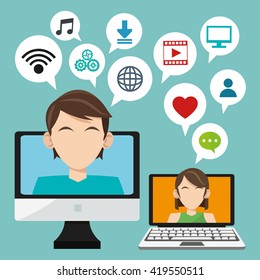 Social media design. Networking icon. Technology concept