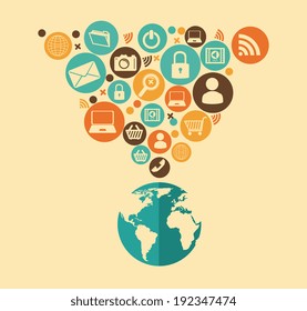 Social media design over beige background, vector illustration